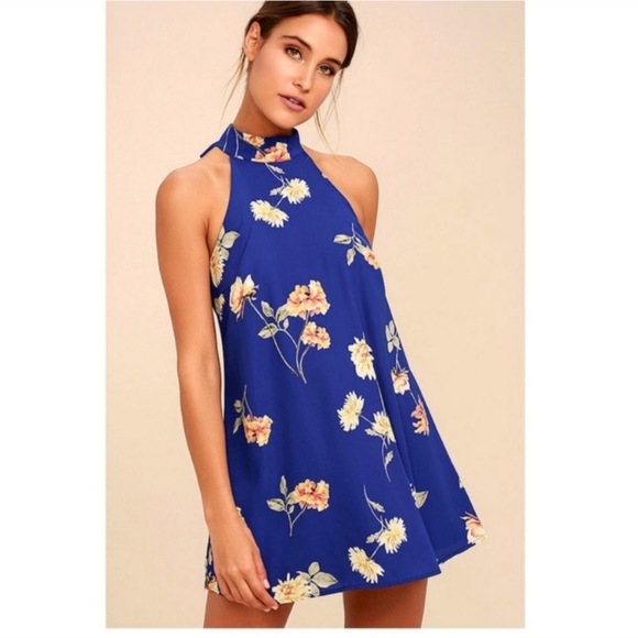 Lulus Dresses & Skirts - Lulus Darling Royal Blue Floral Swing Dress